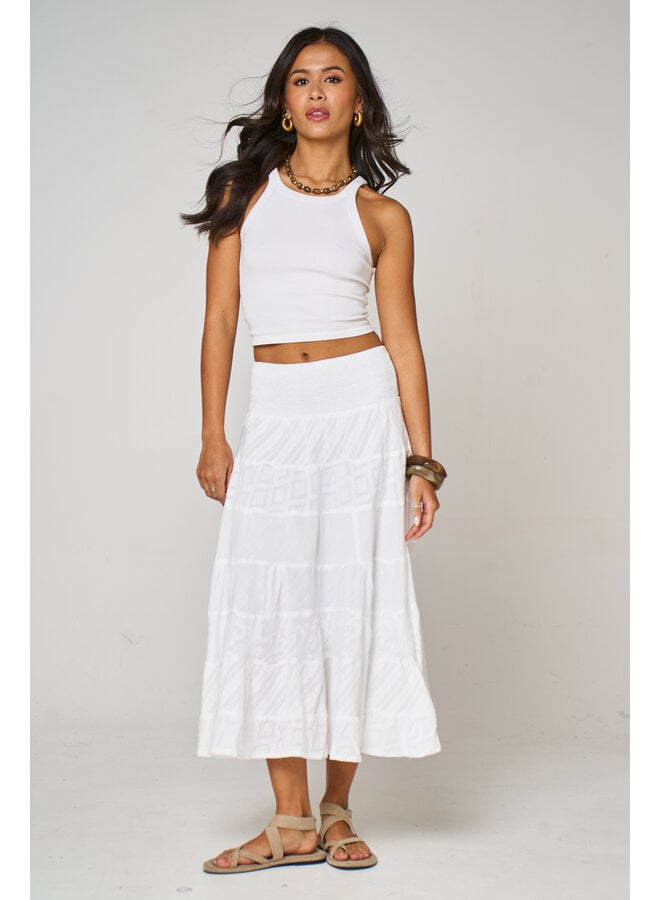 Jaba Tiered Skirt - Textured White