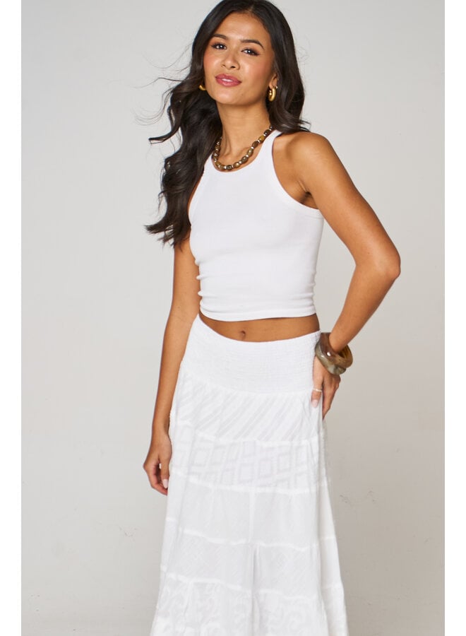 Jaba Tiered Skirt - Textured White