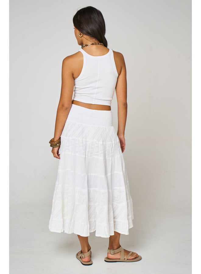 Jaba Tiered Skirt - Textured White