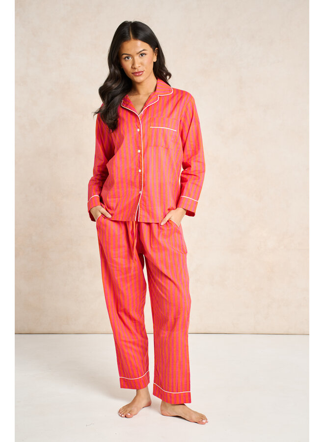 Sach Long Pj Set - Stripe Orange