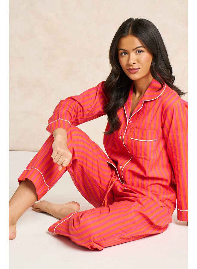 Sach Long Pj Set - Stripe Orange