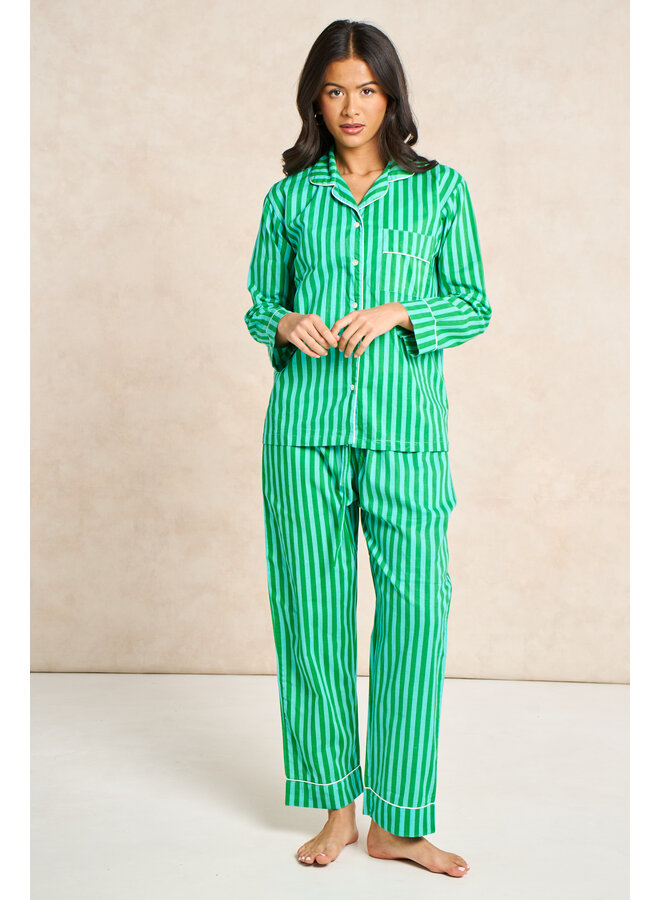 SACH Long Pj Set - Stripe Green