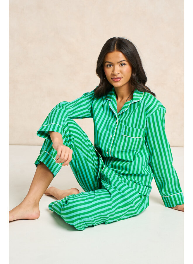 SACH Long Pj Set - Stripe Green