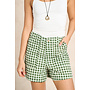 Jaba Cotton Shorts - Green Squares