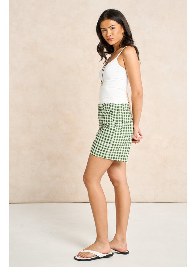 Jaba Cotton Shorts - Green Squares