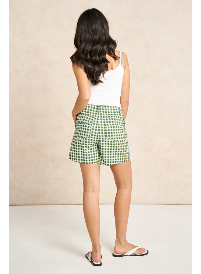 Jaba Cotton Shorts - Green Squares