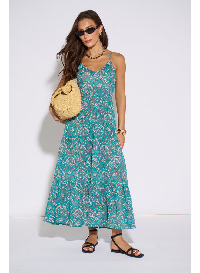 Aasha Riza Slip Dress - Teal