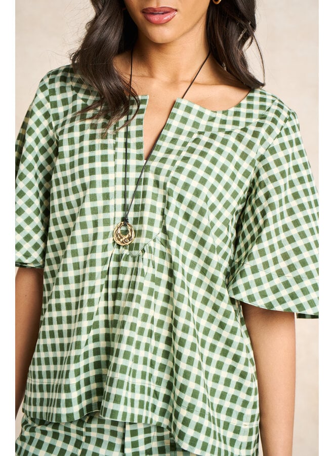 Jaba Myra Top - Green Squares