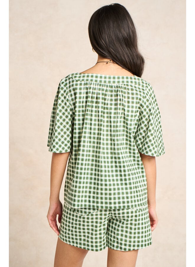 Jaba Myra Top - Green Squares