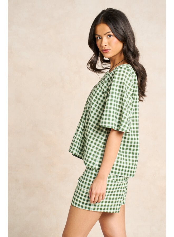 Jaba Myra Top - Green Squares