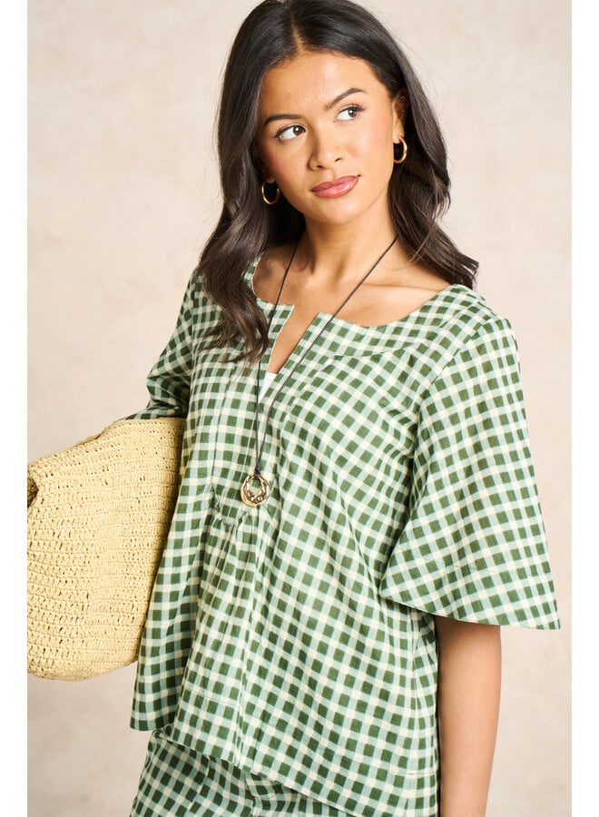 Jaba Myra Top - Green Squares