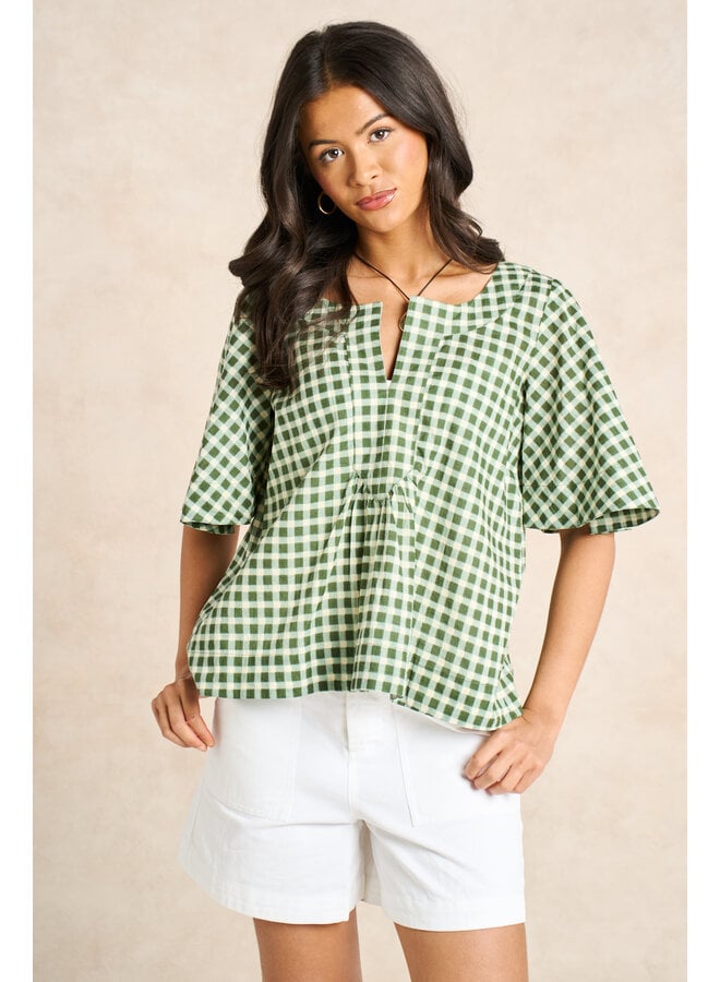 Jaba Myra Top - Green Squares