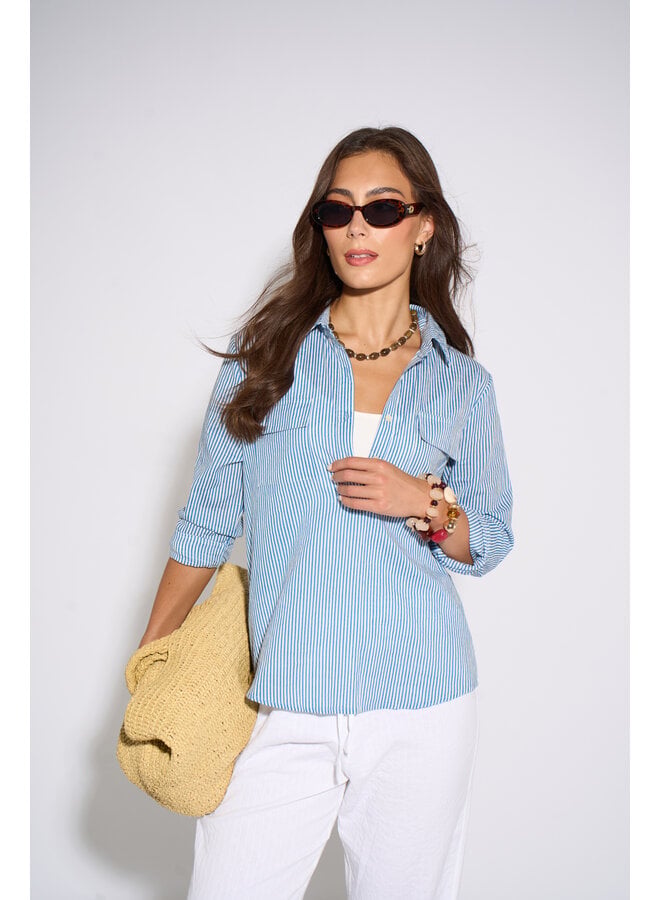 Jaba Pocket Shirt - Stripe Blue