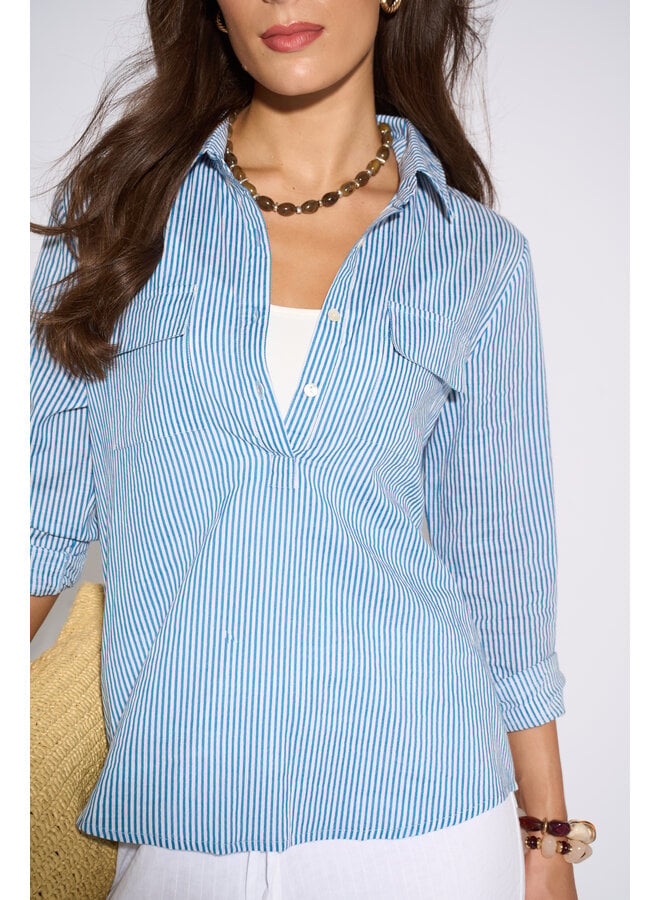 Jaba Pocket Shirt - Stripe Blue