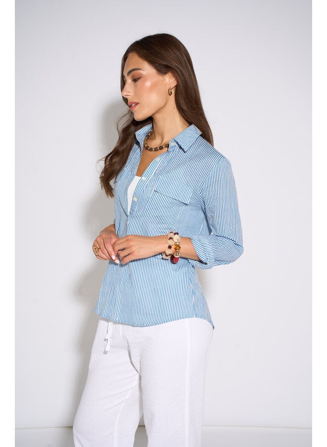 Jaba Pocket Shirt - Stripe Blue