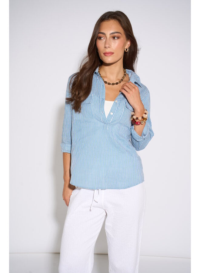 Jaba Pocket Shirt - Stripe Blue