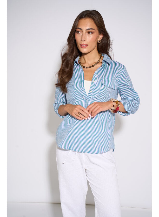 Jaba Pocket Shirt - Stripe Blue