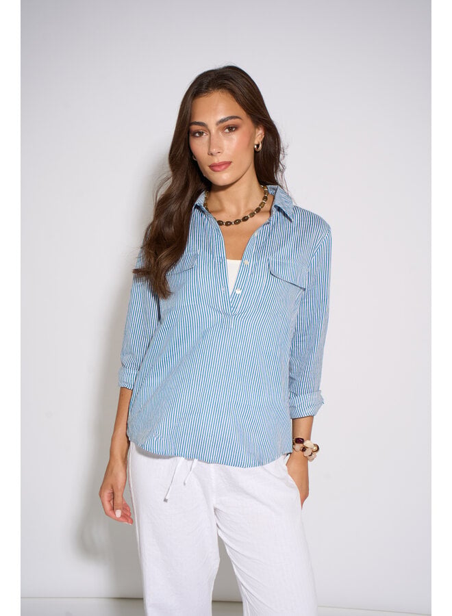 Jaba Pocket Shirt - Stripe Blue