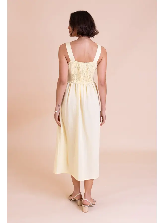 Saige Square Neck Summer Dress - Lemon