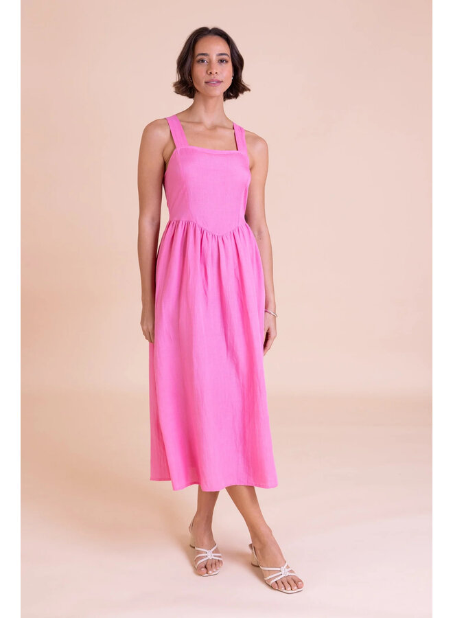 Saige Square Neck Summer Dress - Pink