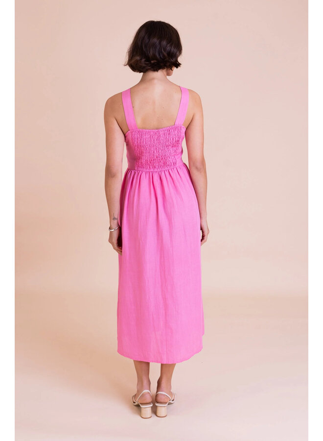 Saige Square Neck Summer Dress - Pink