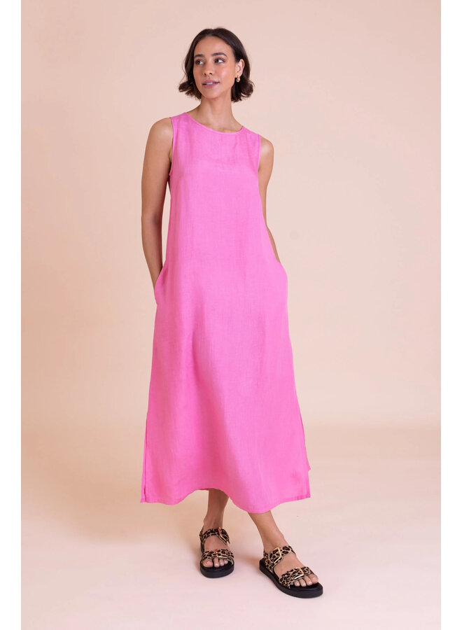 Saige Column Midi Dress - Hot Pink