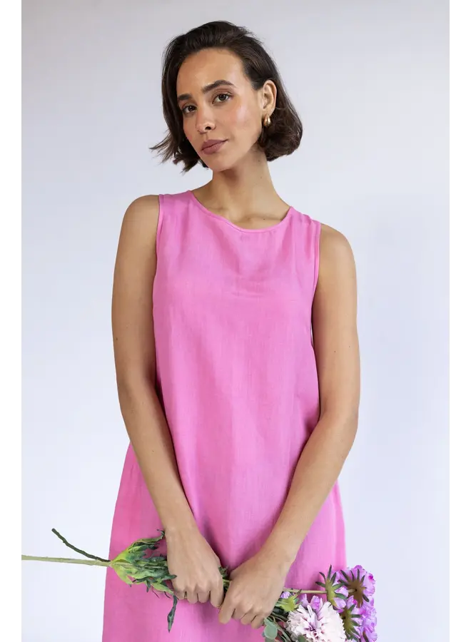 Saige Column Midi Dress - Hot Pink
