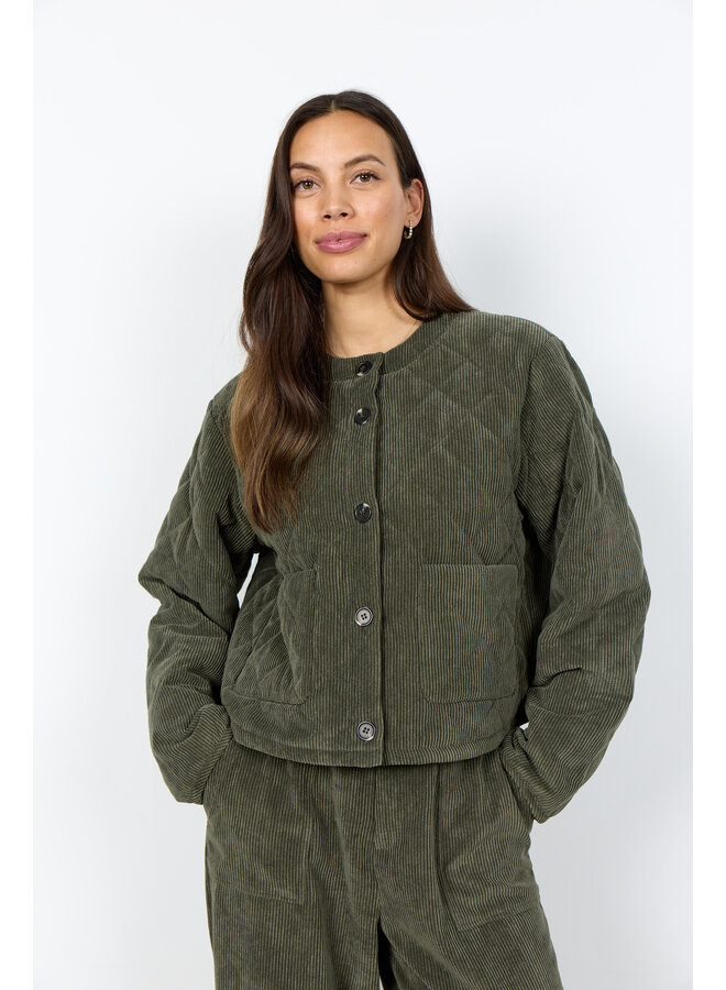 Soya Concept Bindi Cord Quilted Jacket - Forest