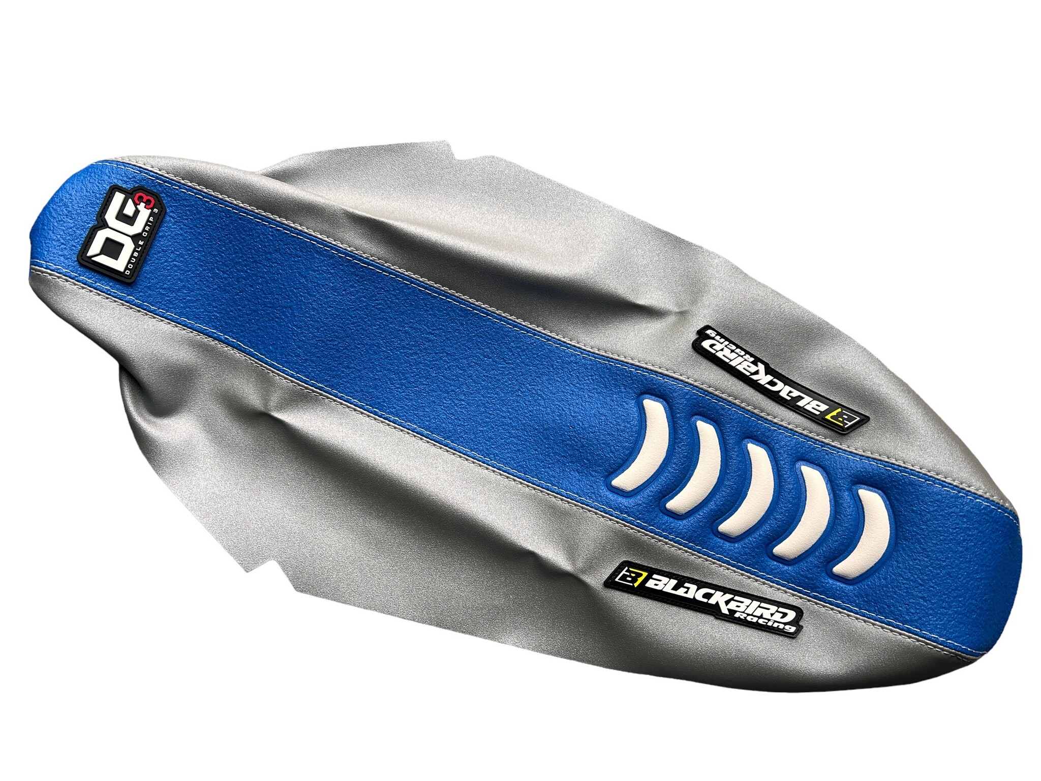 Blackbird Zadelovertrek Double Grip 3 - TM 2/4takt 2022->.... Blauw/Grijs/Wit