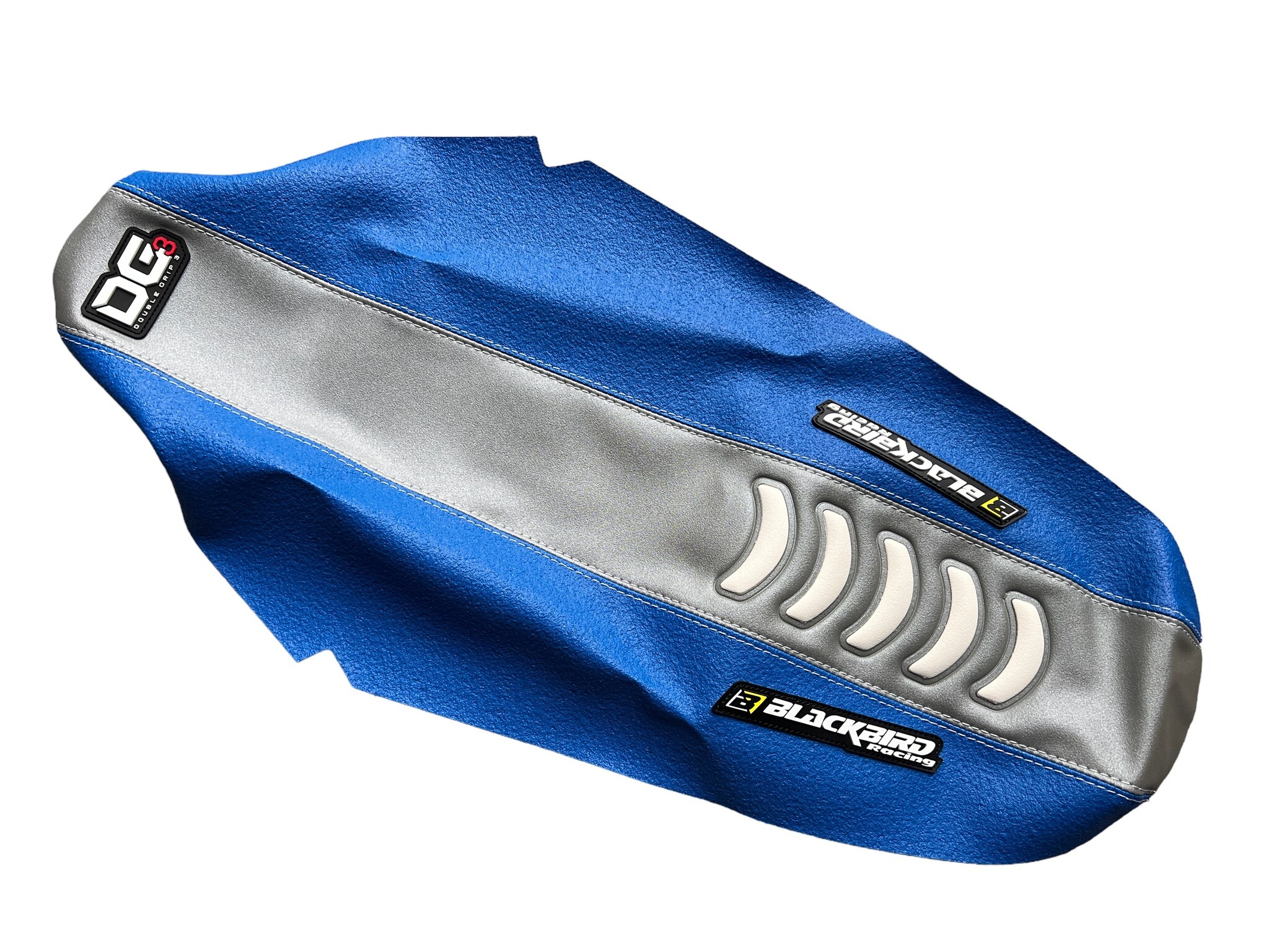 Blackbird Seatcover Double Grip 3 - TM 2/4stroke 2022->.... Grey/Blue/White