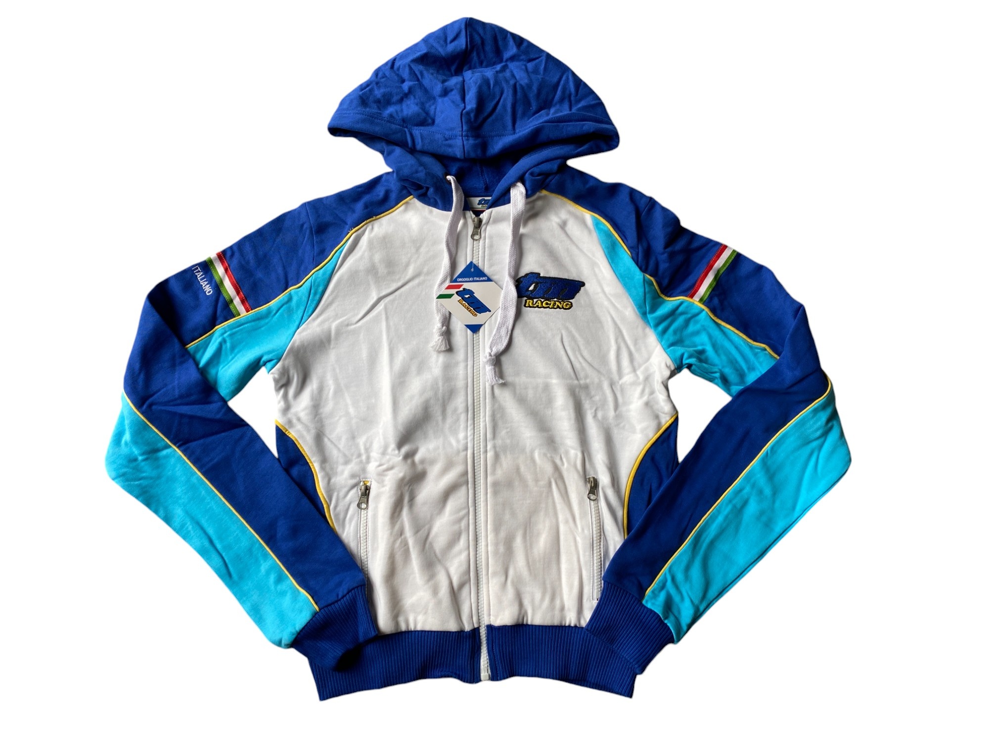 TM Racing  Ladies Vest White and Blue  with Zipper - L