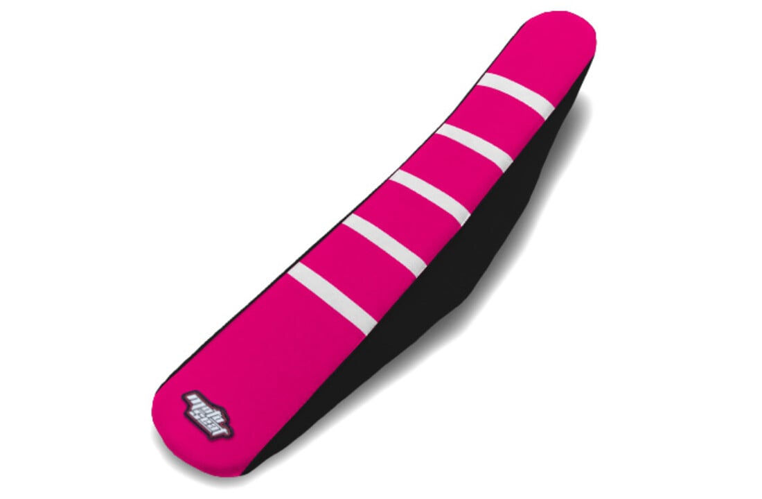 MOTOSEAT SEAT COVER TM 13- 85cc Pink/Black+White Stripes