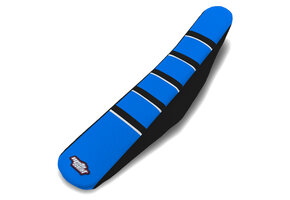 MOTOSEAT SEAT COVER TM 13-  85cc Blue/Black+Black Stripes+White Accent