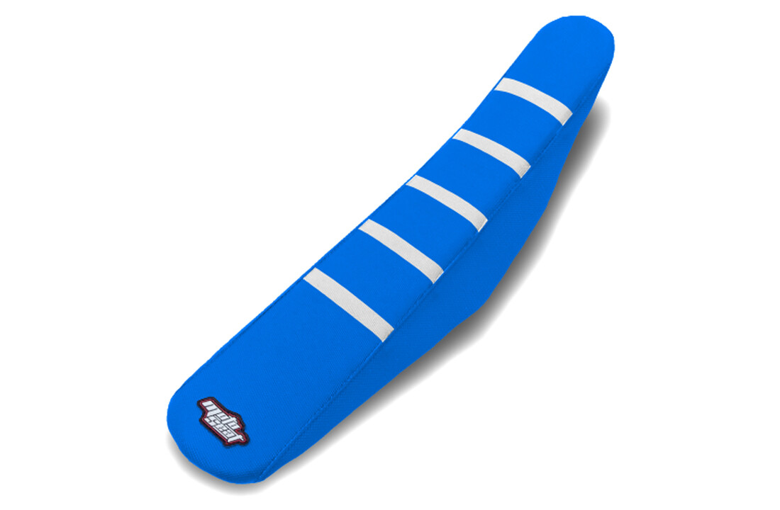 MOTOSEAT SEAT COVER TM 13- 85cc Blue/Blue+White Stripes