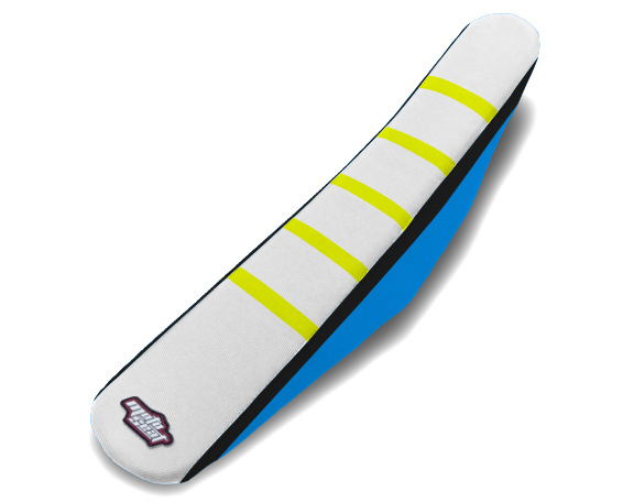 MOTOSEAT SEAT COVER TM 15-21  4T White/Blue/Black Stripe Yellow