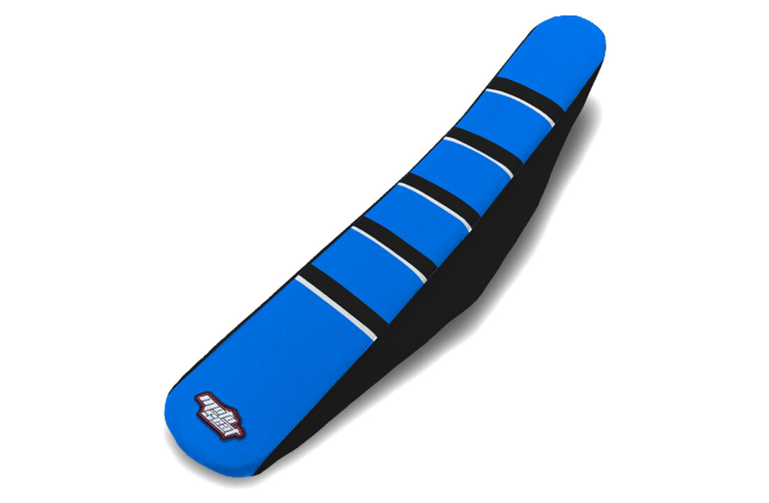MOTOSEAT SEAT COVER TM 15-21 4T Blue/Black+Black Stripes+White Accent