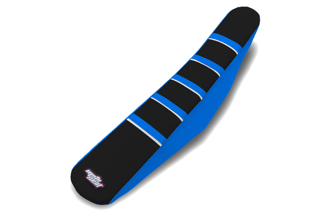 MOTOSEAT SEAT COVER TM 15-21 2T Black/Blue+Blue Stripes+White Accent