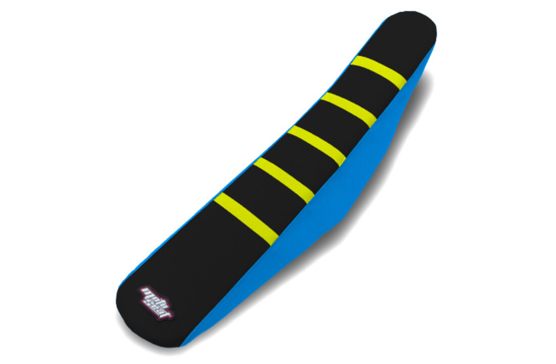 MOTOSEAT SEAT COVER TM 08-14 Black/Blue+Yellow Stripes
