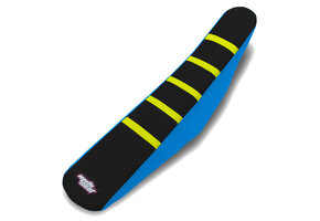 MOTOSEAT SEAT COVER TM 08-14 Black/Blue+Yellow Stripes