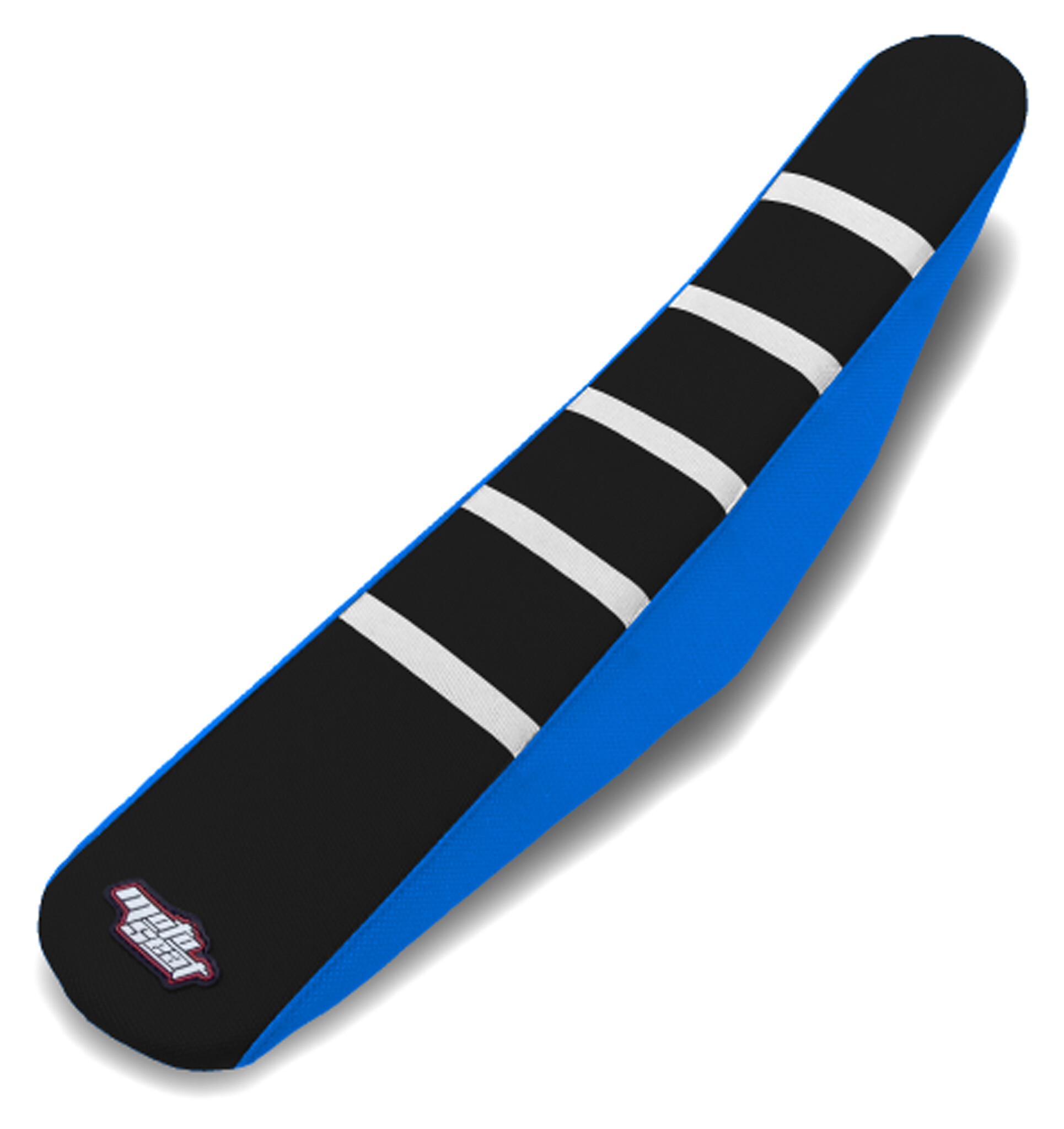 MOTOSEAT SEAT COVER TM 08-14 Black/Blue+White Stripes