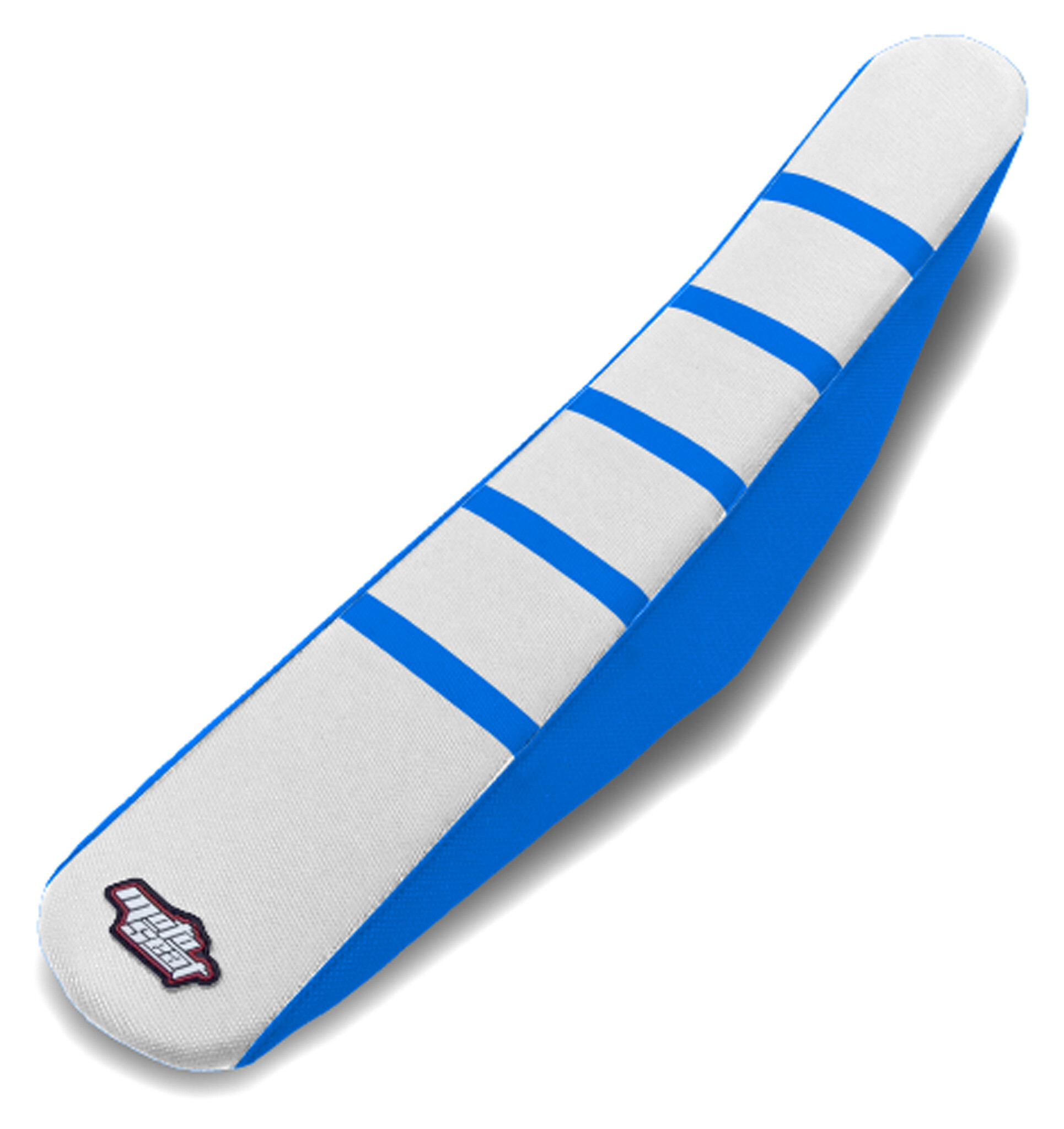 MOTOSEAT SEAT COVER TM 08-14 White/Blue+Blue Stripes