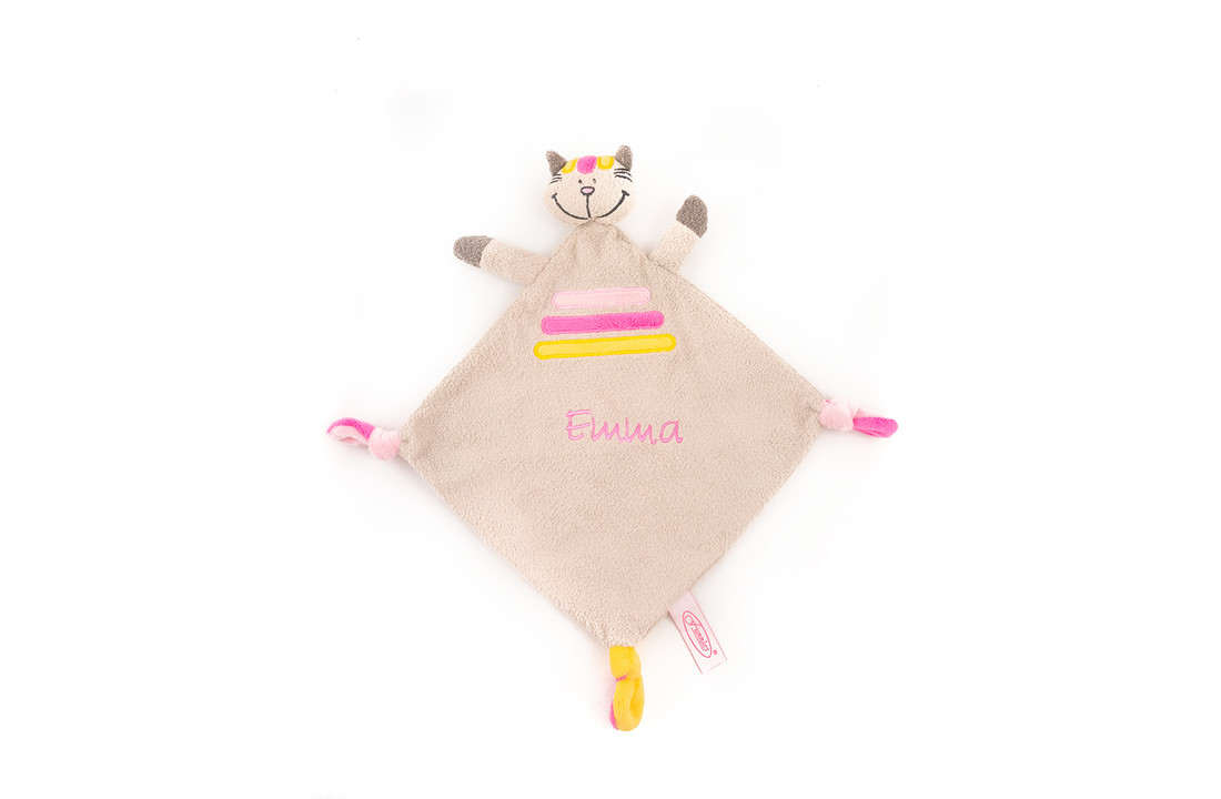 Een gepersonaliseerde Doudou of knuffeldoek met de naam of datum van het kindje