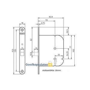 Nemef 1436 Kast deurslot55mm gelakte voorplaat