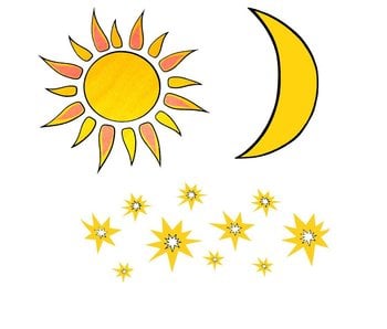 Muurdecoratie groot- set  zon-  maan-  sterren - stickers-