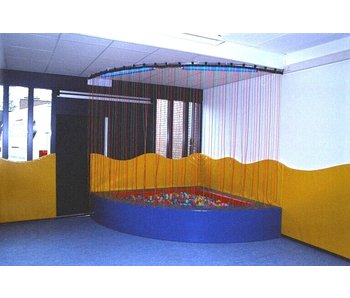 Vezelneveldouche fluogordijn t.b.v. blacklight