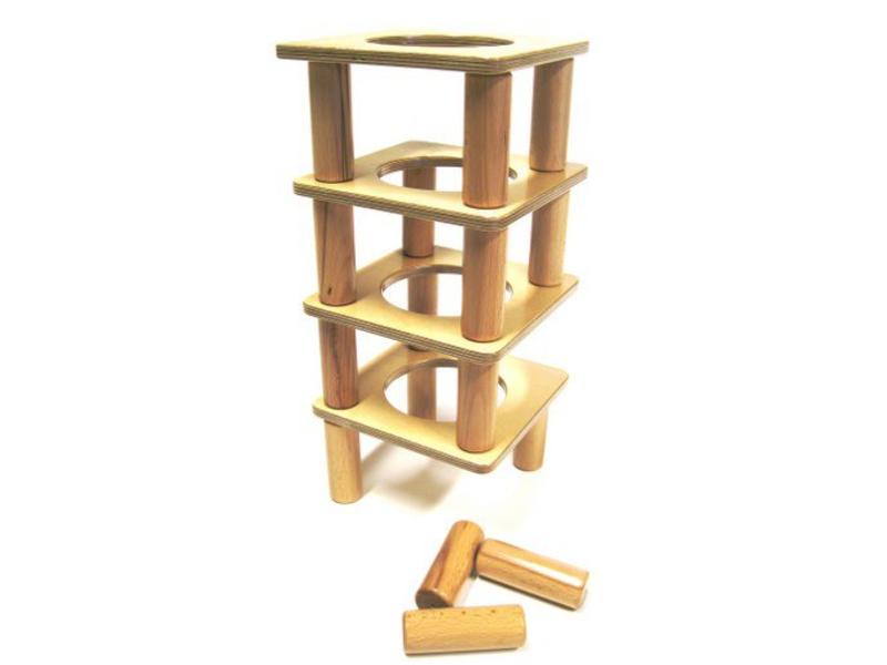 Edu-Play Balans toren hout   20x20cm, 10x3,5cm