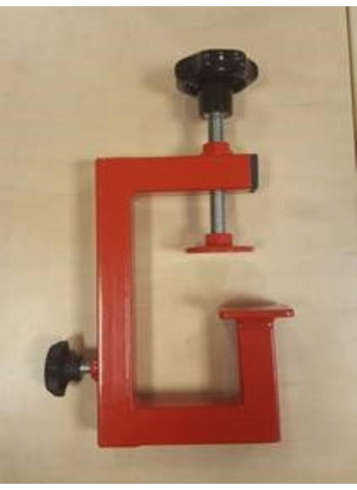 Tafelklem rood geëpoxeerd t.b.v. speelboog
