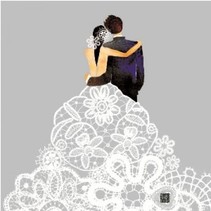 5 Bryllup Servietter med smukt print motiv