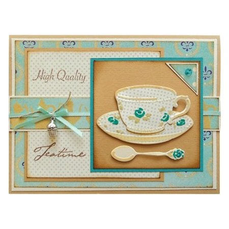 Marianne Design Punching and embossing template, coffee cup and tea cup and spoon