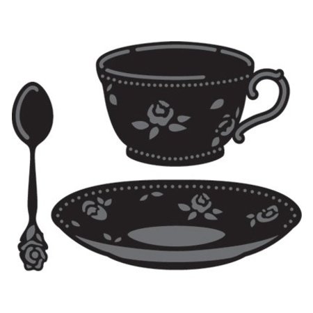 Marianne Design Troquelado y estampado en relieve plantilla, taza de café y té de la taza y la cuchara